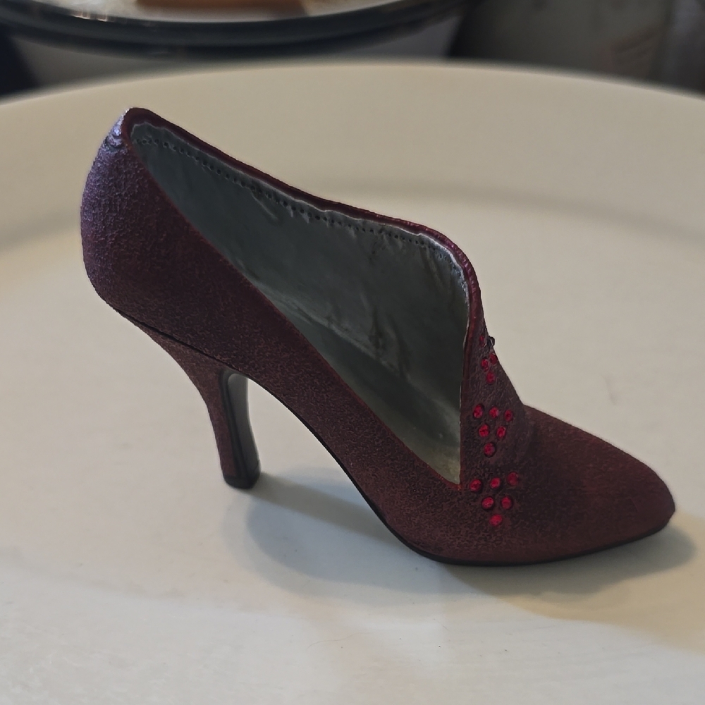 Elegant Burgundy High Heel Shoe Miniature